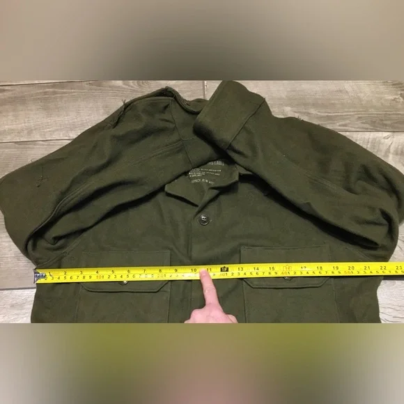 US Army OG-108 Olive Green Heavy Wool Field Shirt Jacket 1950s Vintage Medium
